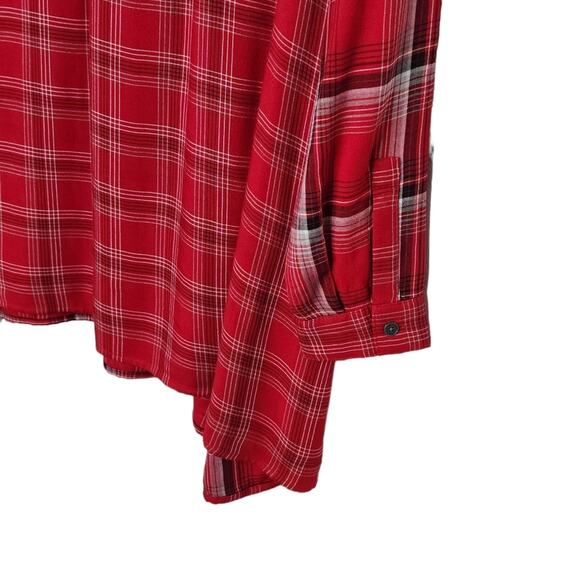 J. Jill Red Plaid Long Sleeve Button Front Tunic Shirt S - Picture 4 of 6